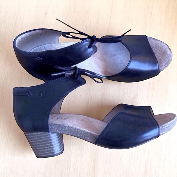 Josef Seibel Black Leather Heels - EU 37 (US 6.5-7) New IN Box!  Normcore - Picture 3 of 5